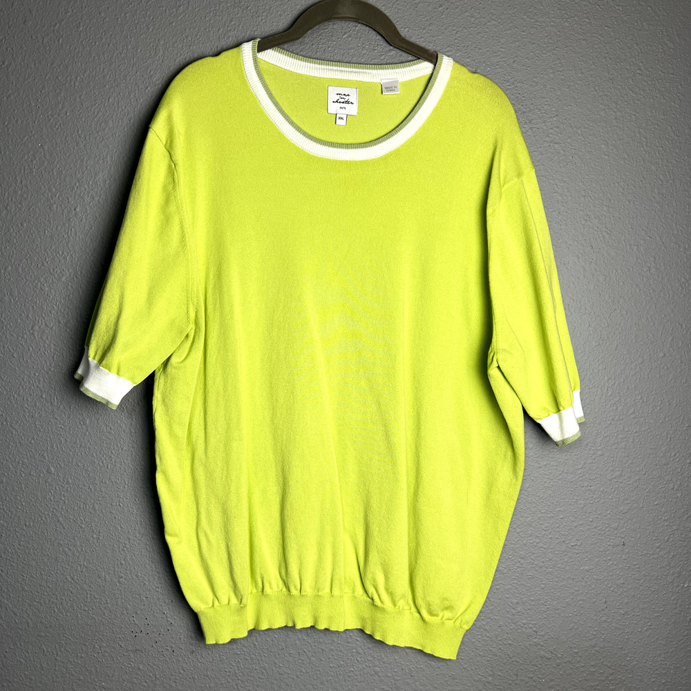 Max 'N Chester Sweater Knits Womens XXL Neon Yellow White Ringer Academia‎ Retro